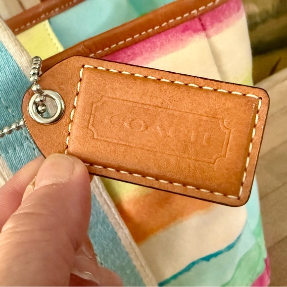 Coach Hampton Small Striped Water Color Tote Bag Purse - Picture 9 of 13